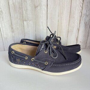 Sperry Topsider Women’s Canvas Boat Shoes Grayish Blue Size 8 M
